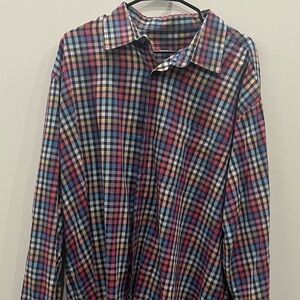 Alan Flusser Multicolor Plaid Dress Shirt Men’s XXL 100% Cotton Long Sleeve